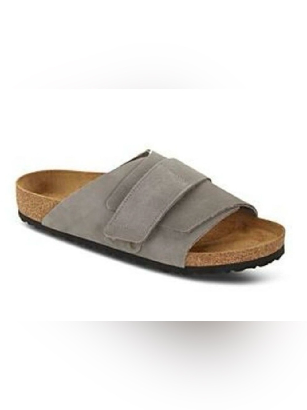 Birkenstock Gray Suede Two-Strap Slide Sandals
